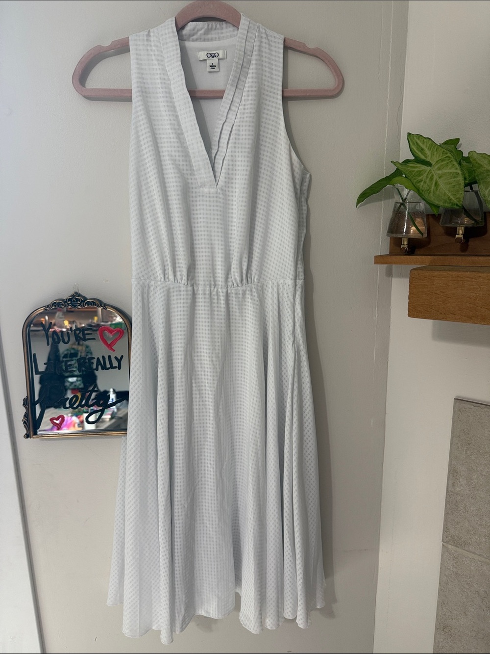 Cato White Sleeveless V-Neck Midi Dress